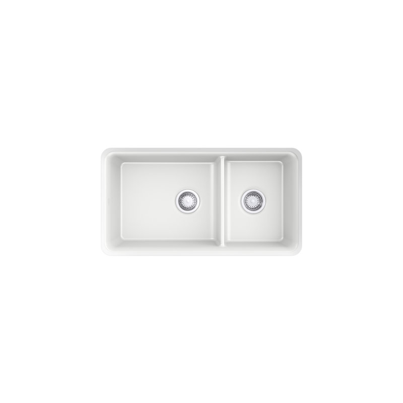Gunnison 33.5 in. L Undermount Double Basin Kitchen Sink, White