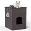 Cage en bois pour animaux de compagnie avec bac à litière pour chat, table d'appoint, tiroir, table de chevet brune pour chats