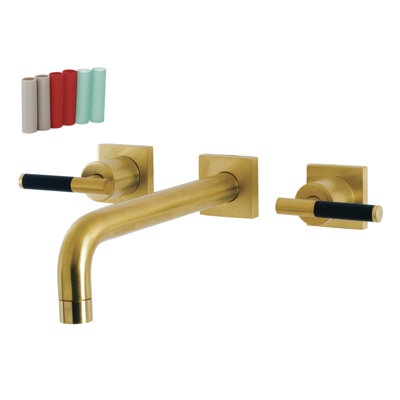 Kingston Brass Manhattan Two-Handle 3-Hole Wall Mount Roman Tub Faucet
