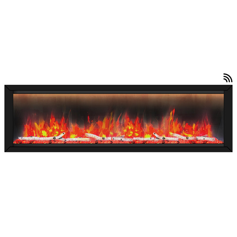 Black Electric Fireplace with 5000 BTU, 20.25" H x 68.5" W x 8.75" D