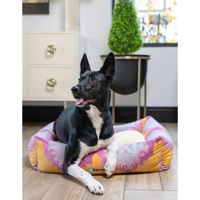 Tapis pour lit de qualité supérieure Rugs.com, H 7,5 po x l 16 po x P 20 po, Vert / jaune / rose / mauve géométrique