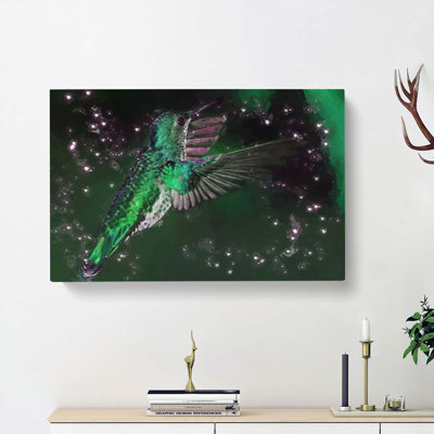 Green-Crowned Hummingbird In Abstract - Wrapped Canvas
