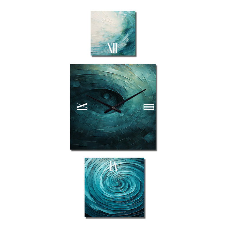 Teal Twisting Tranquility Spiral Metal Wall Clock
