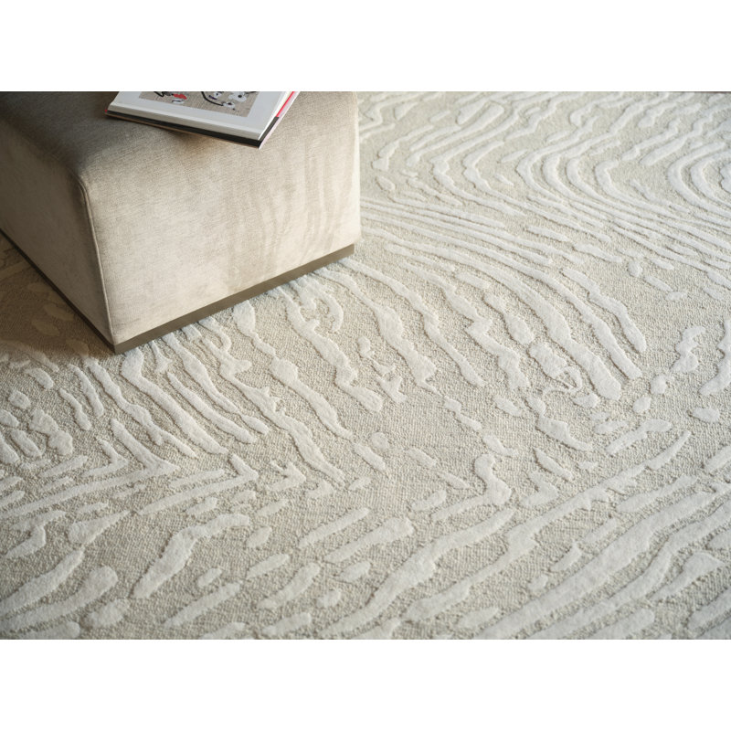 Entro Handmade New Zealand Wool Silver/Ivory Area Rug, Rectangle 12' x 15'