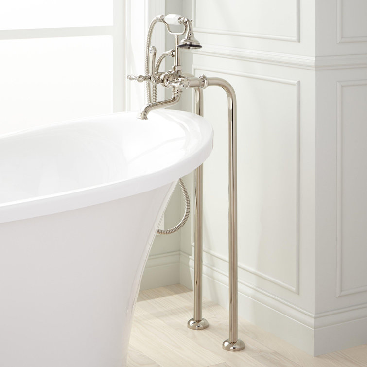 Floor Mounted Clawfoot Tub Faucet with Handshower