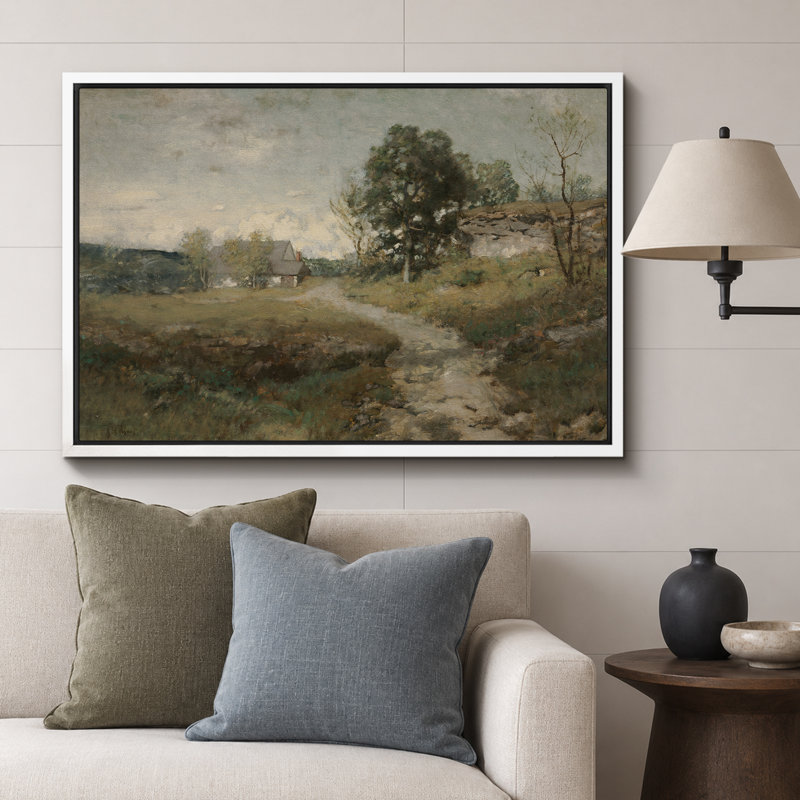 «Rustic Countryside», campagne de campagne, H 16 po x l 24 po, Cadre flottant blanc