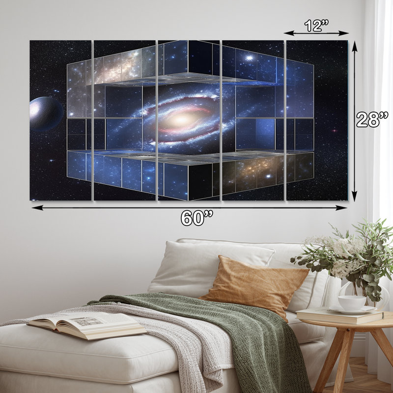 «Block Universe Theory», galaxie de l'espace - impression murale d'art sur espace - 5 panneaux égaux