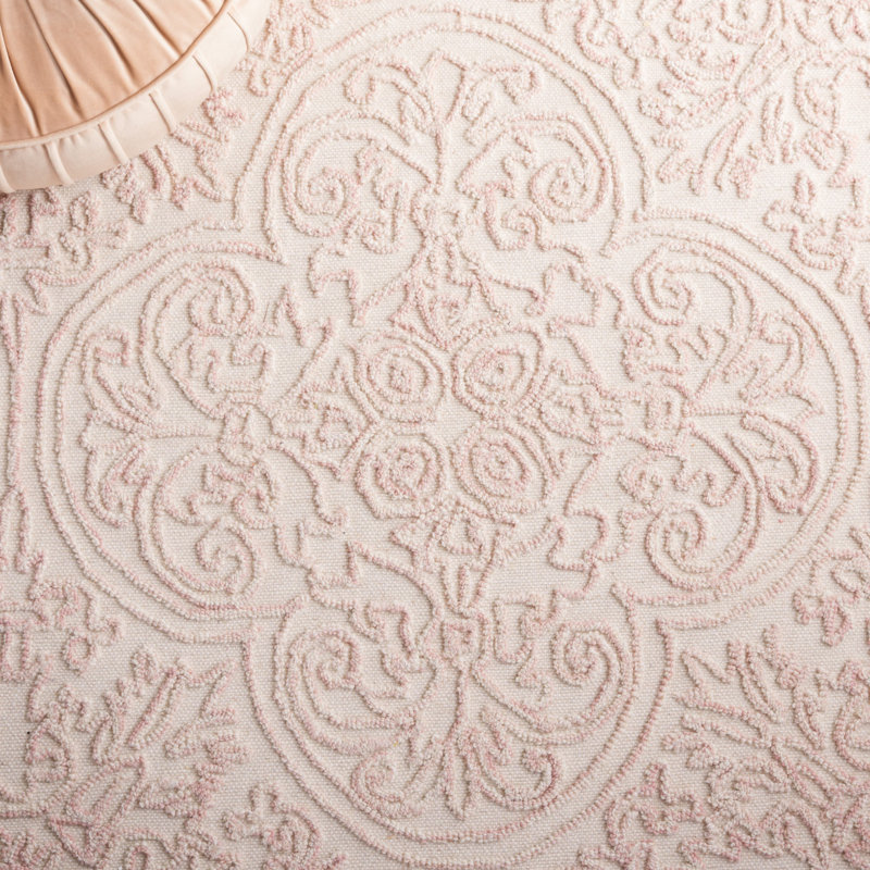 Abdihafid Trace 101 Area Rug In Ivory / Pink, Rectangle 3' x 5'