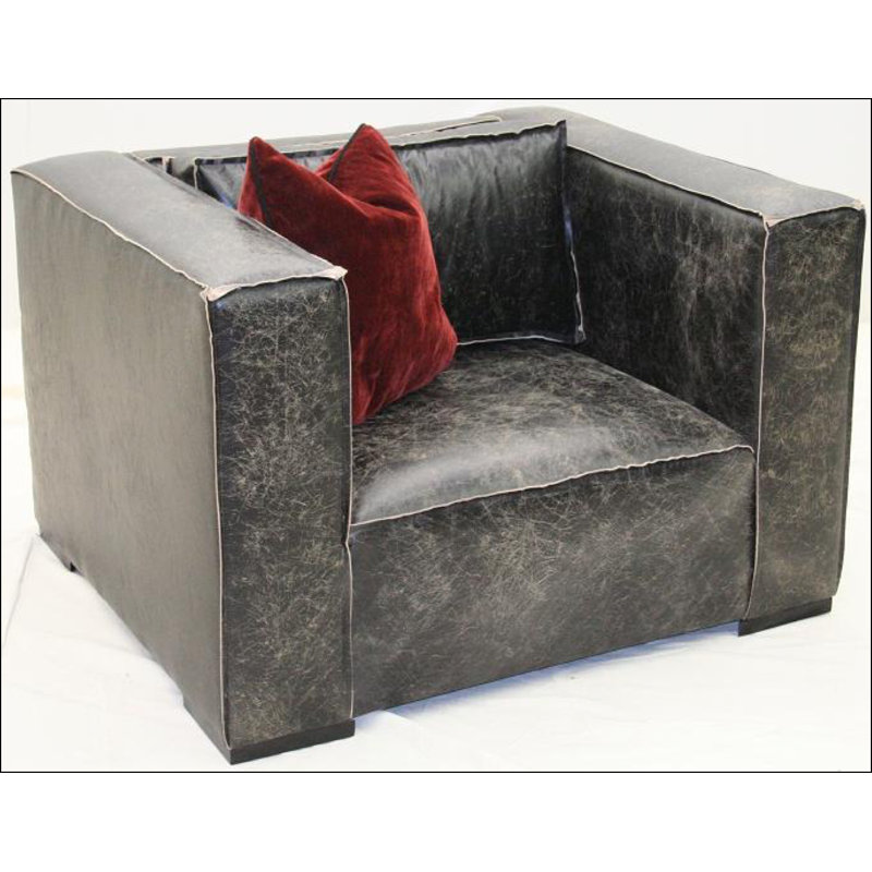 Leather Chair And A Half, Hair Hide Brown/White, Ebony