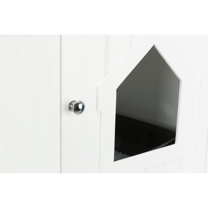 TRIXIE Litter Box Enclosure Hide Litter Boxes Storage Drawer Indoor Cat Home, Accent Table, White