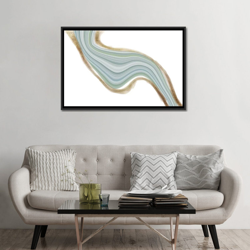 « evolution cerulean iridescence », impression sur toile tendue, Toile avec cadre noir, Pas de tapis