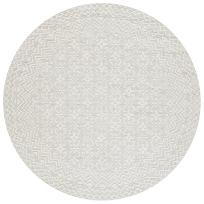 Jahiem Geometric Handmade Tufted Wool Gray/Ivory Area Rug