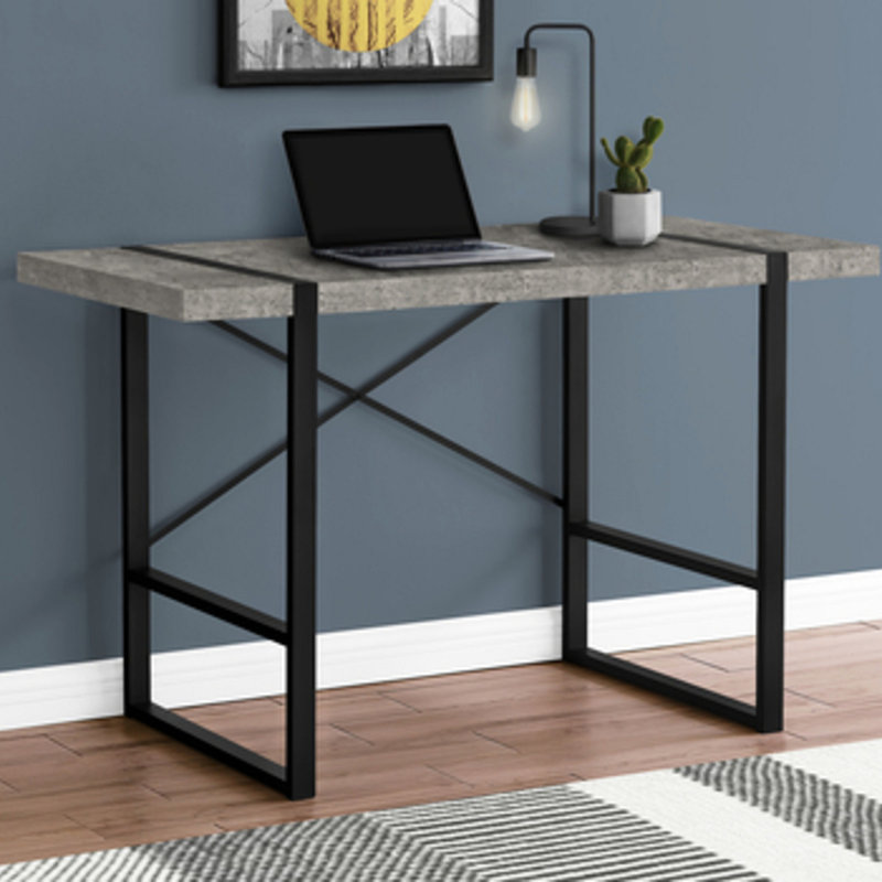 Fullilove Computer Desk, Home Office, Laptop, 48"L, Work, Metal, Laminate, Contemporary, Modern, Gray Concrete/Black
