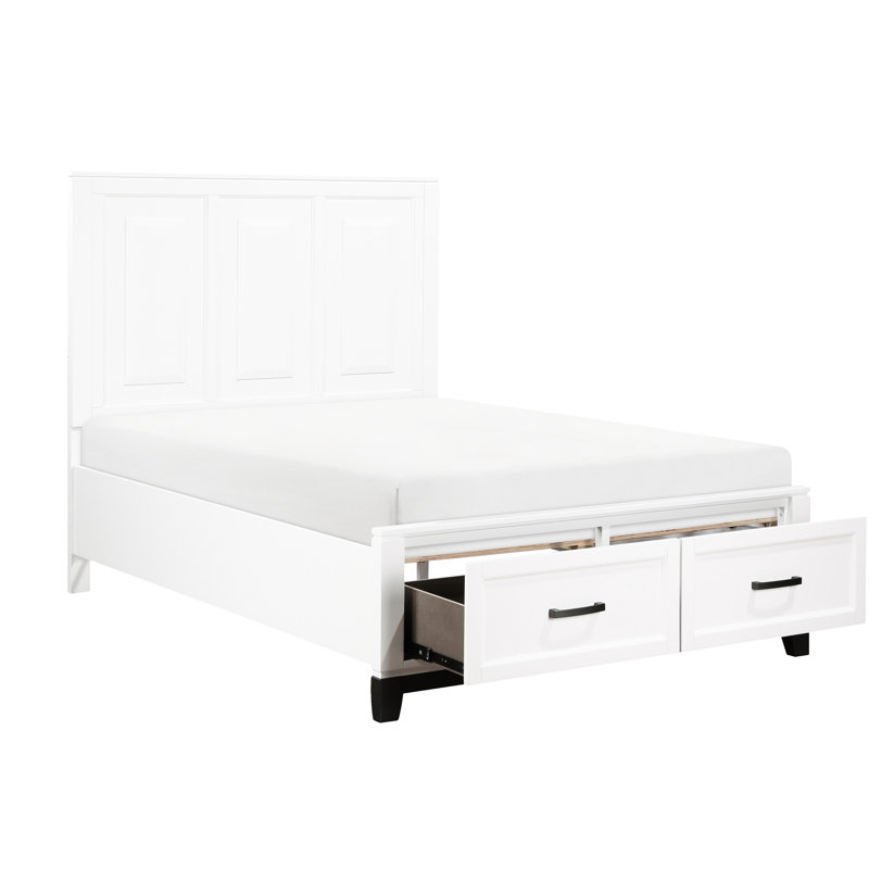 Lit plateforme rustique avec rangement - fini attrayant blanc