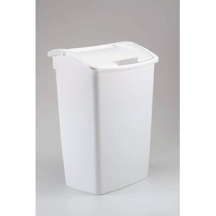 Rubbermaid 5.25 gal Spring Top Plastic Kitchen Trash Can, White 