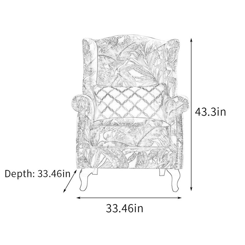 Fauteuil inclinable brodé en lin et coton brodé, Mélange de polyester bleu