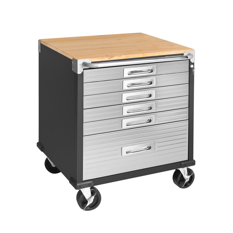 Seville Classics UltraHD 6-Drawer Rolling Cabinet with Soft Close, Graphite