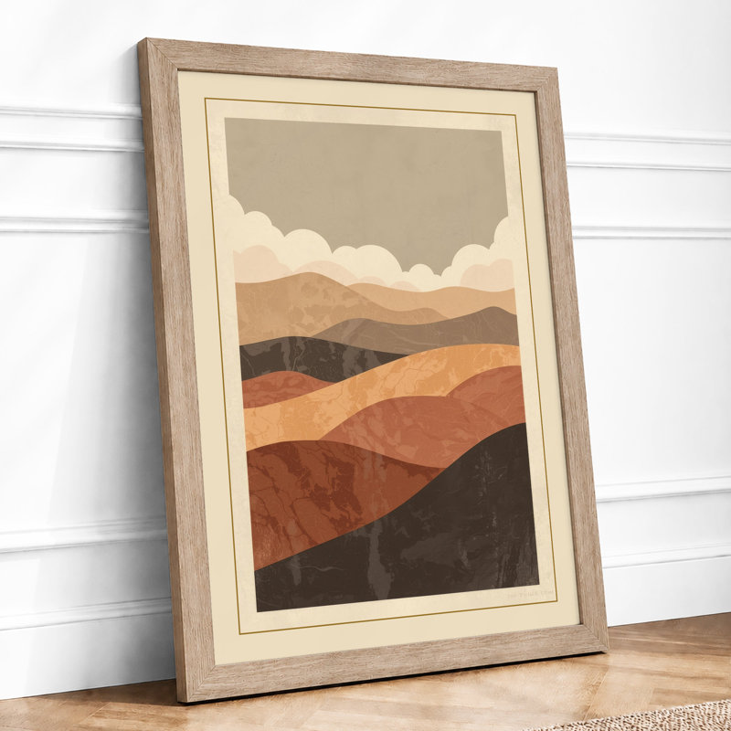 Mountains at Dusk Rustic - Framed Print, A2 - 59.4 x 42.0 cm, Oak