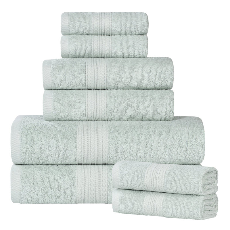 Asleigh 450 GSM Eco-Friendly 100% Ringspun Cotton Bathroom Towel Set, Aqua Marine