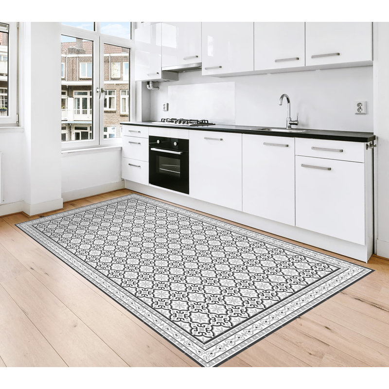 Elske Vinyl Machine Printed Area Rug, Rectangle 4'4.4" x 6'6.7"