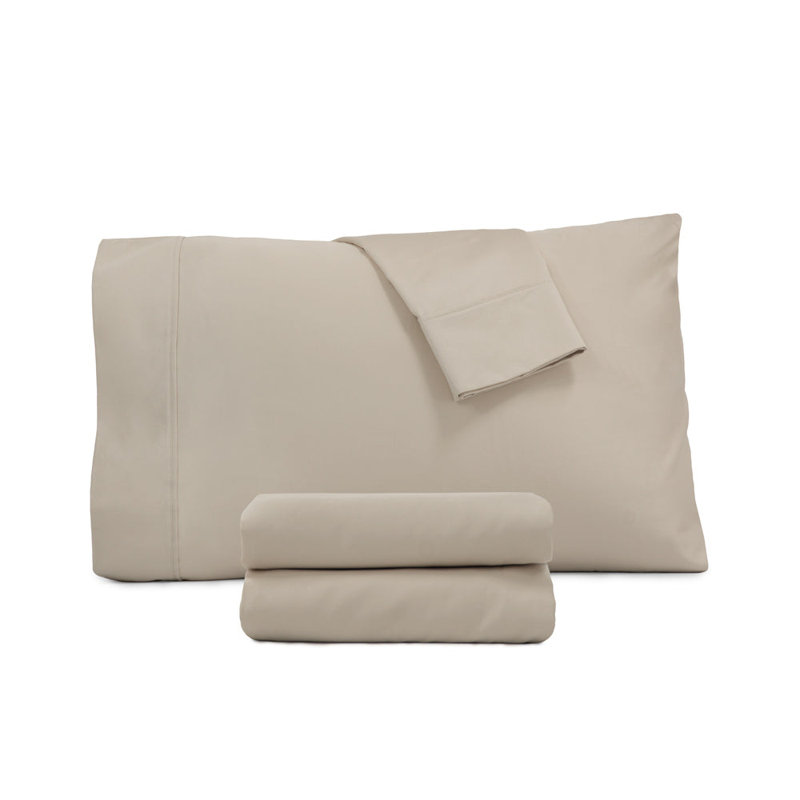 Coton de qualité égyptienne 4 pièces Ensemble de draps, Drap pour très grand lit avec deux très grandes, Fauve