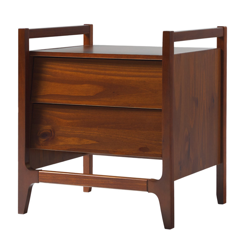 Aundrea 2-Drawer Solid Wood Nightstand, Walnut