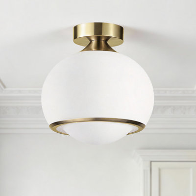 13.95 " Modern 1-Light Milk White Globe Flush Mount Ceiling Light, 3CCT Dimmable LED Ceiling Light for Bedroom Hallway Kitchen