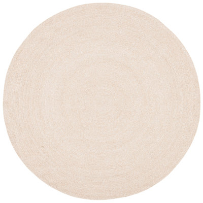 Round Wanneroo Hand-Woven Flatweave Beige Area Rug