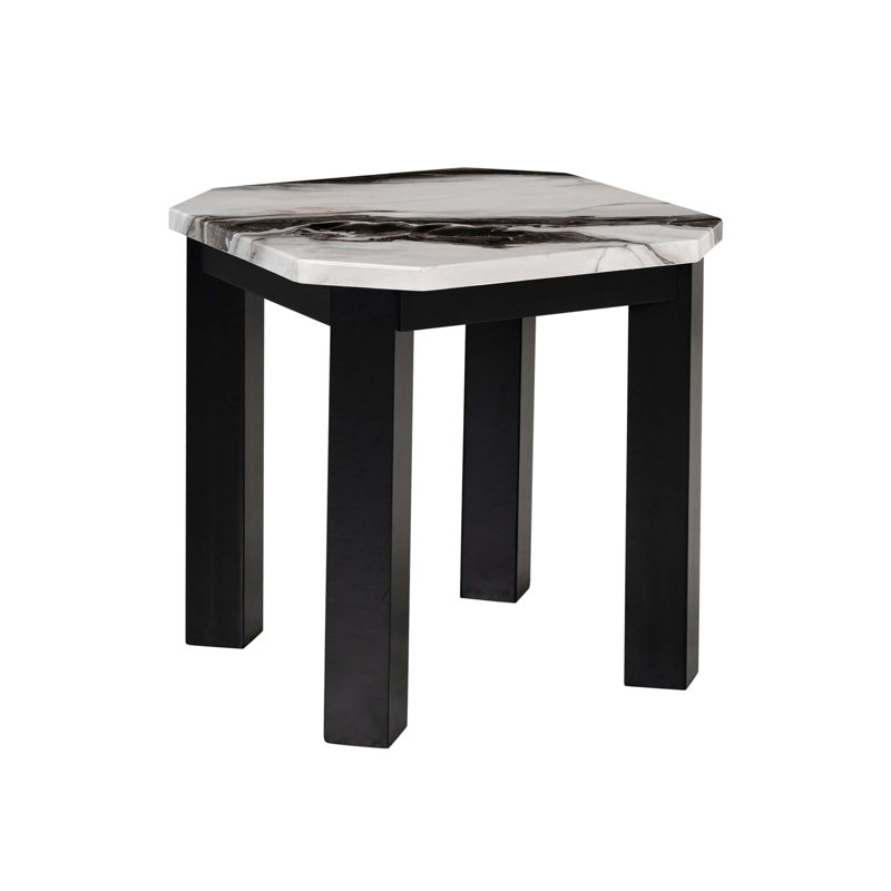 Table de bout Jasper Panda avec finition en faux marbre, compacte et élégante pour les espaces de vie modernes