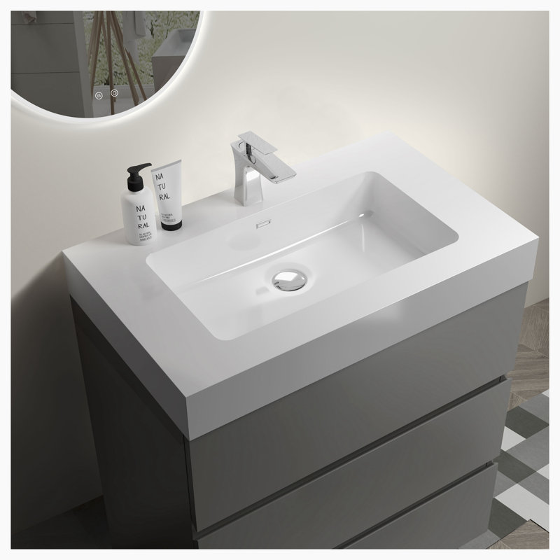 Meuble-lavabo simple l 30 po x P 18 po x H 37 po Munasar, Blanc