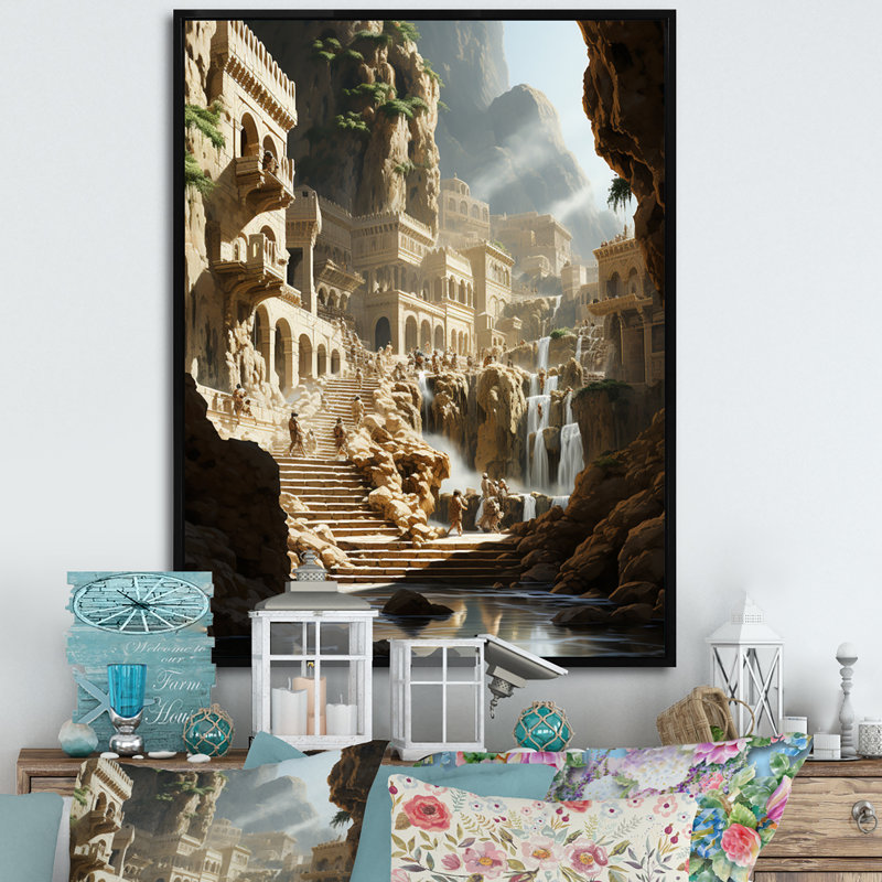 "Datra", art du pèlerinage Hadj IV, reproduction d'art sur toile, Cadre flottant noir, H 20 po x l 12 po x P 1 po