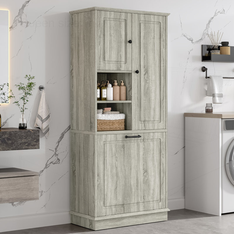 Grande armoire de rangement avec tablettes réglables, Chêne