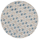 Ebony Hand Tufted Wool/Cotton Geometric Rug in Ivory/Blue