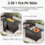 Table de foyer d'extérieur au propane en fer H 26 po x l 43 po