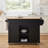 kitchen Cart with Rubber wood Drop-Leaf Countertop in Black｜Cabinet door internal storage racks｜Smooth Rolling & Lockable Wheels ｜ Storage Cabinet and 3 Drawers for Dinning Room-129942260