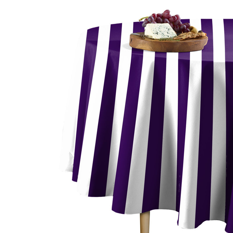 Sam Stripe Tablecloth, 96" L x 96" W, Purple