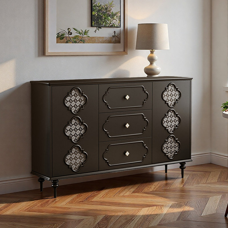 Armoire à chaussures de style français à la mode, H 37,4 po x l 55,12 po x P 13,78 po, Noir
