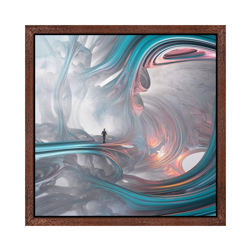 Fractal I - Chloroform by Evgenij Soloviev - Giclee Art Print on Canvas, 45.72 cm H x 45.72 cm W, Brown Floater Framed