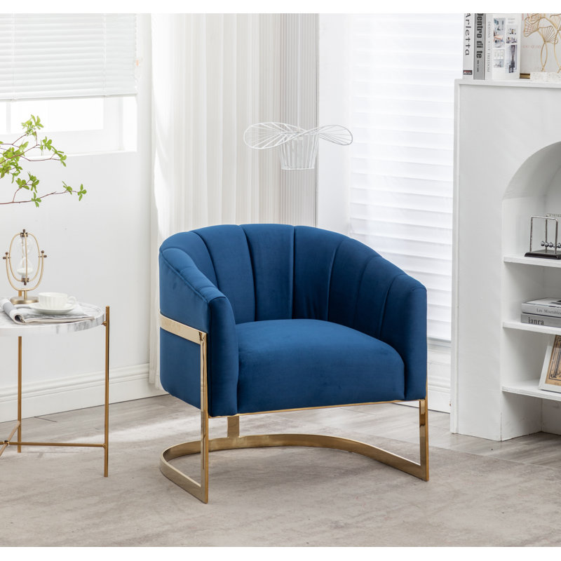 Fauteuil demi-tonneau Tellico, Bleu velours