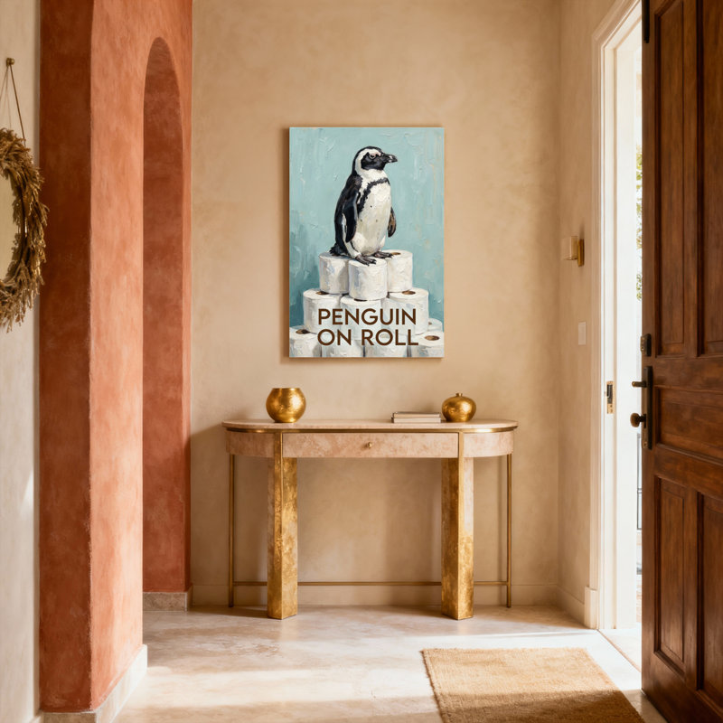 Pingouin sur toile enroulée, ensemble de 1, H 18 po x l 12 po