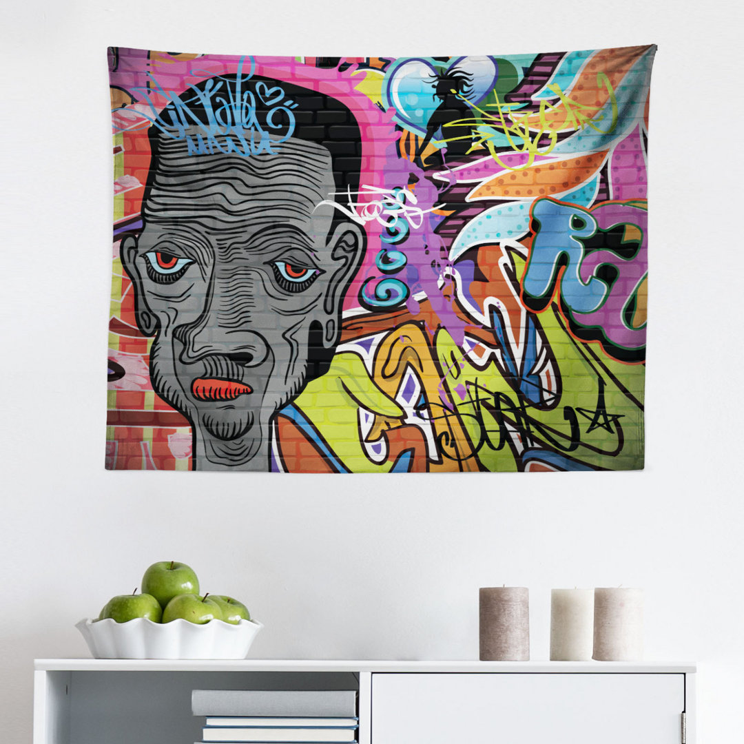 Wandbehang Hip Hop Wandbilder mit Red Eyed Jaded Man und Retro Tags