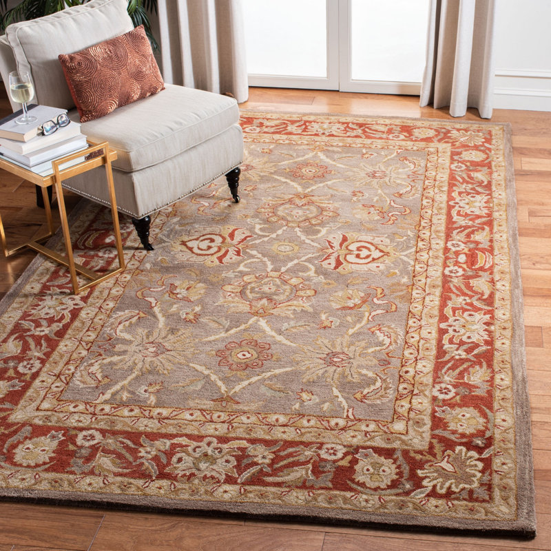 Tapis oriental brun en laine touffeté à la main Tingley, Rectangle 9 pi x 12 pi