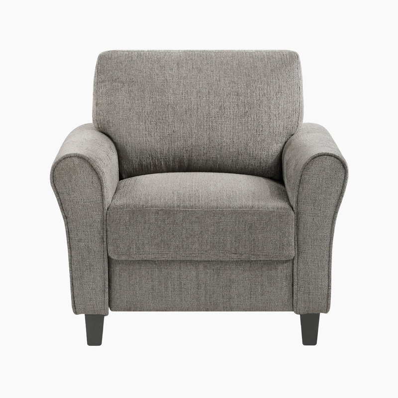 Chaise d'appoint moderne et contemporaine Emilio de 37 po avec revêtement en chenille, pieds exposés, ressorts en mousse