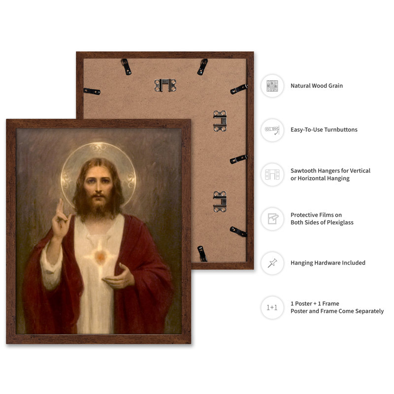 Sacré-Cœur de Jésus No1, Affiche, H 12 po x l 16 po, Encadrement brun