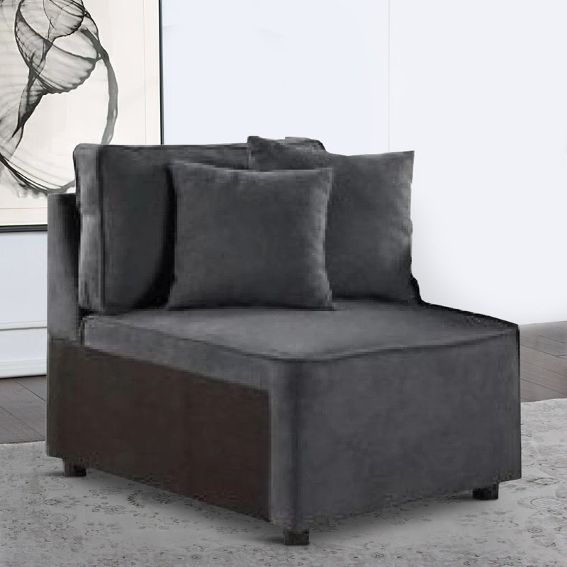 Chaise modulaire 29 po, ressorts ensachés, 2 coussins, gris anthracite foncé