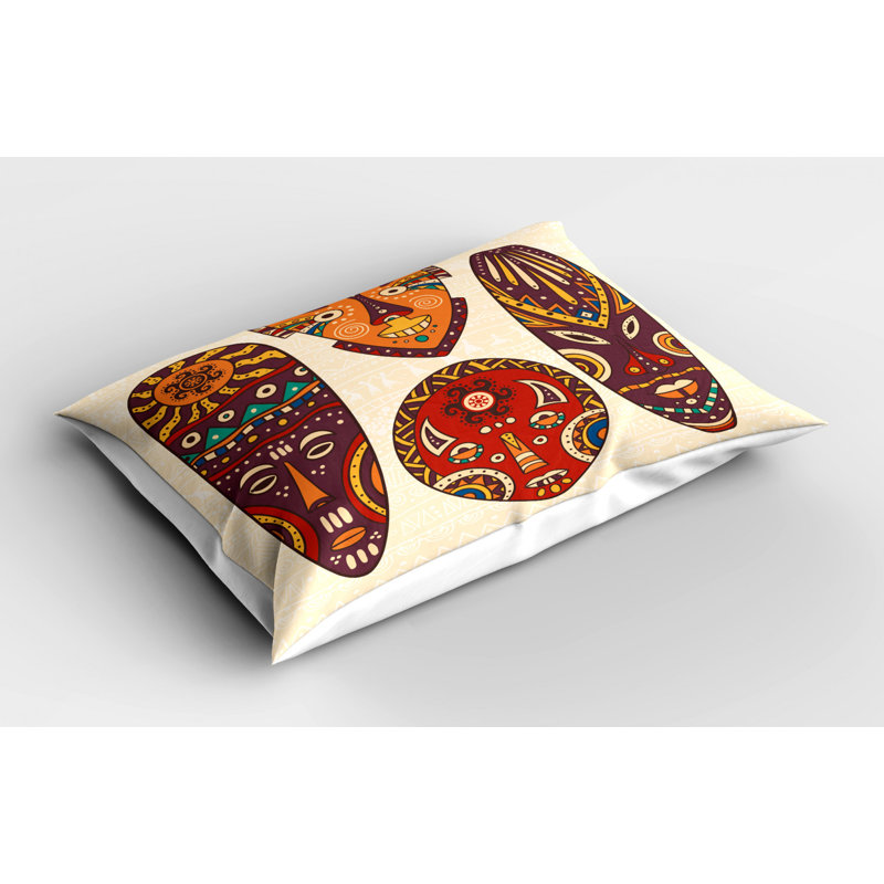 Tiki Polyester Sham Set, Ivory, Queen