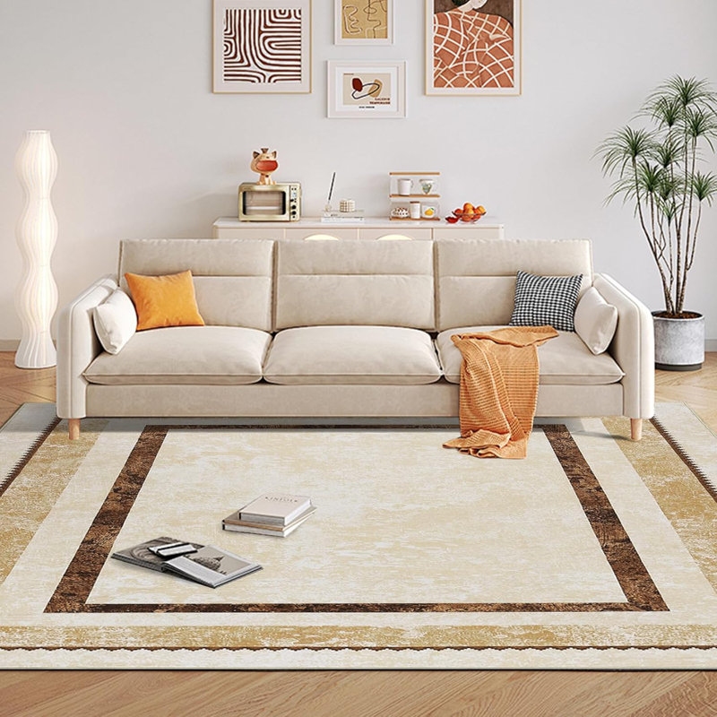 Tapis à bordure moderne antidérapant pour tapis d'entrée antidérapant, Carré 1 pi 5 po