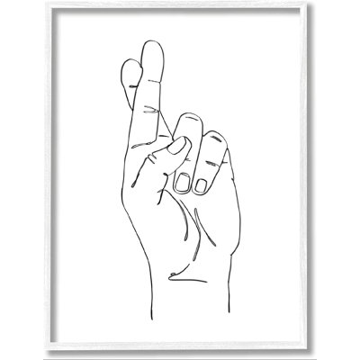 Hand with Fingers Crossed - Picture Frame Drawing Print on MDF -  Latitude Run®, DAF50FC1FDBE468CA2B721CA2AF074A0