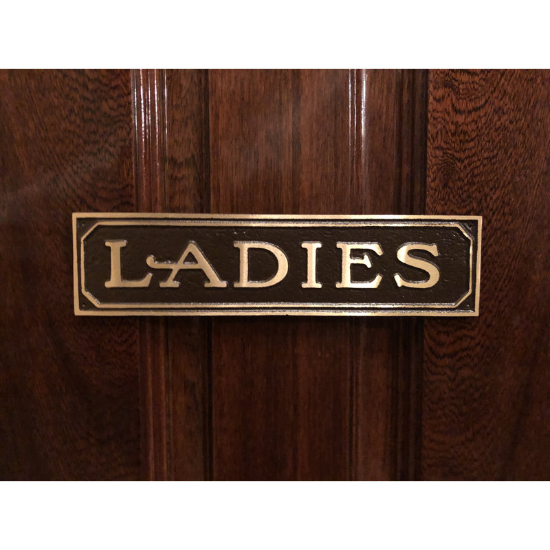 Enseigne de porte en laiton ladies, Laiton poli brun, Oui