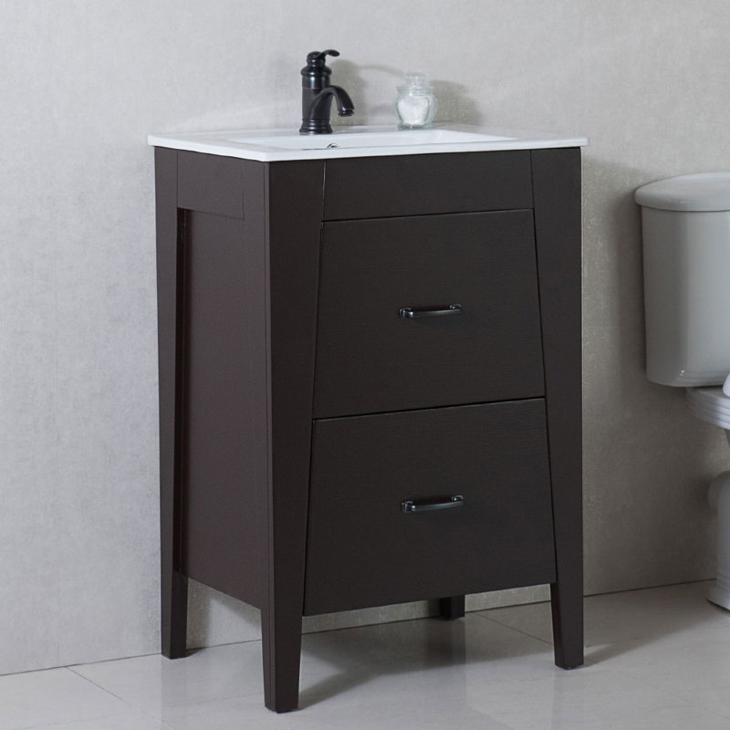 Rouen 24'' Single Bathroom Vanity with Ceramic Top, Espresso